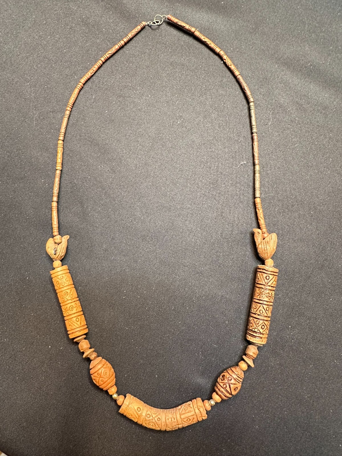 Peruvian Clay Bead Necklace 21 Inches Handmade Boho Ethnic Style