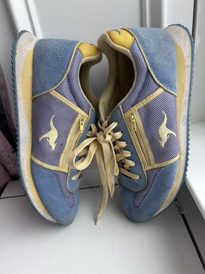 Vtg KangaROOS Lotus 28 Sneakers Periwinkle Yellow Side Pocket Women's 10 Retro