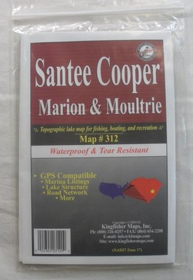 Kingfisher 312 Waterproof Lake Map Santee Lake Marion Moultrie SC Detailed Depth