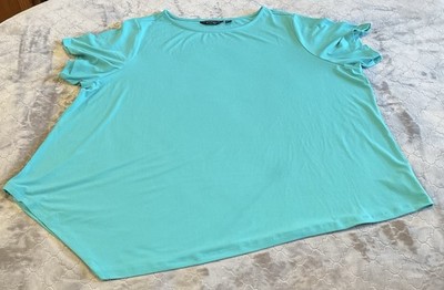 Susan Graver Size 3X Light Green Every Day Liquid Knit Asymmetrical Tunic *Note