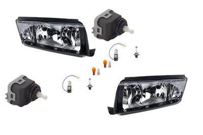 Scheinwerfer kompatibel zu Skoda Fabia 6Y 99-08 Leuchtmittel Li Re m. Stellmotor