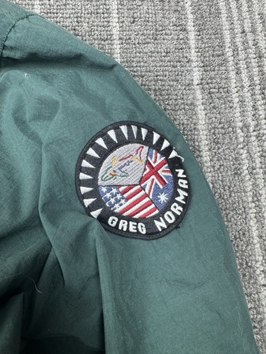 Greg Norman Jacket Men's XL Green Vintage 90s Patch Shark Tooth Windbreaker - Picture 4 of 10