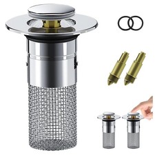 2PCS Bathroom Sink Stopper Hair Catcher for 1.33-1.57Inch Hole, Pop Up Sink D...