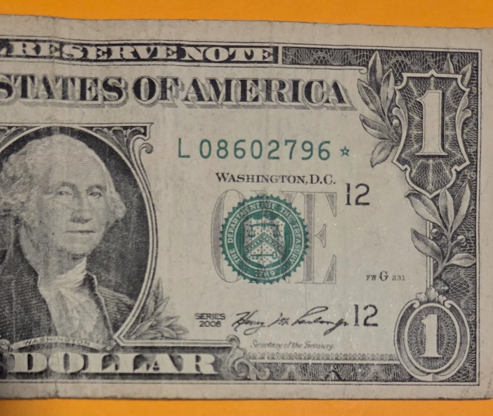 2006 $1 One Dollar Bill L Series Fort Worth FRN Star Note ⭐️ S/N (L08602796*) - Image 3 of 4