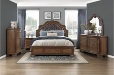 NEW 5PC Classic Sleigh Traditional Queen or King Bedroom Set Brown Bed/D/M/N/C