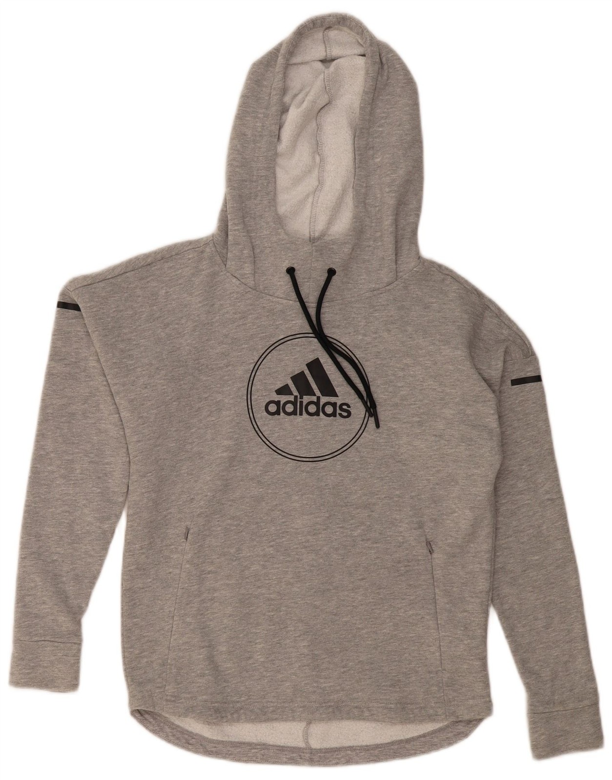 ADIDAS Womens Climalite Oversized Hoodie Jumper UK 4/6 XS Grey Flecked BH34