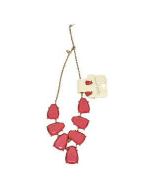 Charming Charlie Coral Salmon Color Statement Necklace & Matching Earrings