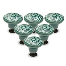 12pcs Green Cabinet Knobs, Retro Ceramic Dresser Knobs, 34mm / 1.3" Drawer Kn...