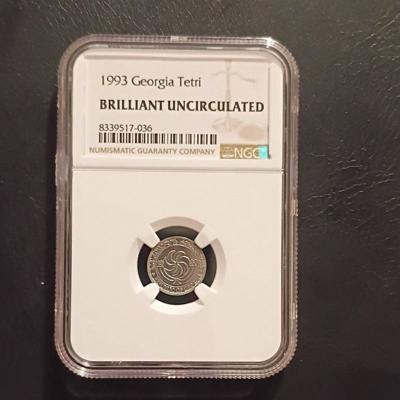 Georgia 1993 1 Tetri Small Date Aluminum KM# 101 NGC BU RD Cert# 8339517-036