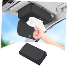 Car Visor Tissue Holder with Magnetic Lid, 1 Pack  Leather, Visor Black