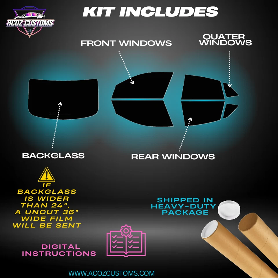Tinte de ventana precortado de cerámica para Honda Civic 1990-2025 todos los lados + parte trasera (5%, 20%, 35%) Foto 3 de 4