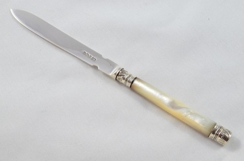 Sheffield Silver Capped & Ferruled Mother of Pearl Handled Letter Opener 1909 - Picture 2 of 6