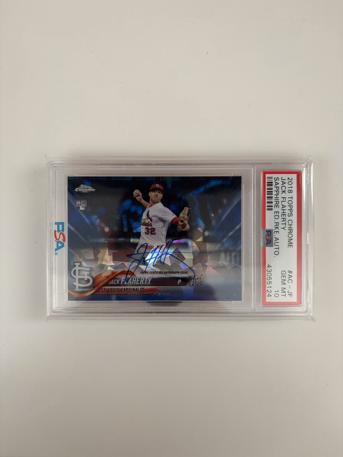2018 Topps Chrome Sapphire Edition - Jack Flaherty # AC-JF RC Auto PSA 10 Tigers