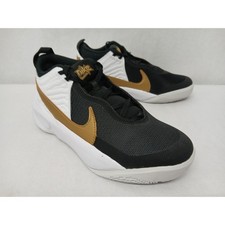 Nike Kids Team Hustle D 10 Basketball Shoes CW6735-002 Black Gold Sz 5.5
