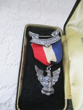 Vintage Boy Scouts Be Prepared Ribbon Medal Sterling Silver Eagle BSA