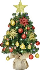 24" Pre-lit Mini Christmas Tree - Small Tabletop Artificial Xmas Tree with Light