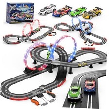 3 IN 1 Slot Car Race Track Sets with 4 High Speed Slot Cars, 3 IN 1 - 24.3FT