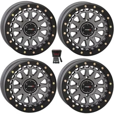 System 3 SB-6 Beadlock 15" Wheels Gunmetal (4+3) Honda Pioneer 1000 / Talon