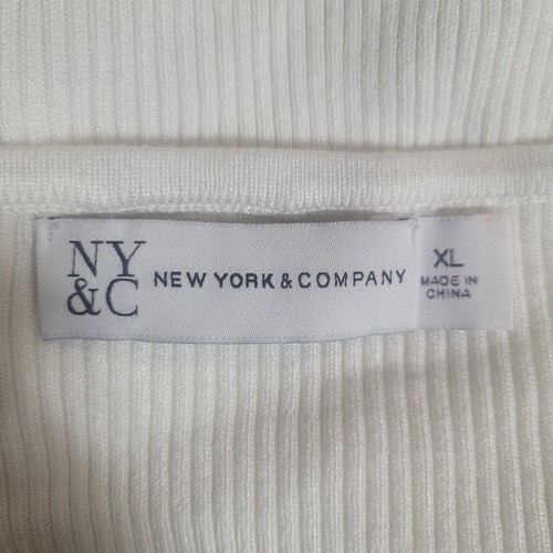 New York & Company White Backless Ribbed Knit Sweater Halter Top Size XL - Picture 8 of 8
