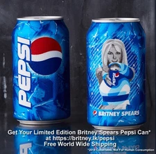 Britney Spears 2018 Pepsi Can Unopened Collectible New Two for $30