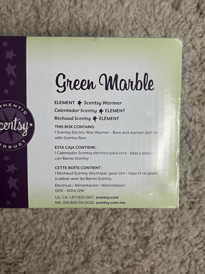 Scentsy Element Green Marble Electric Oil/Wax Warmer Marble Pattern Green/White
