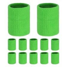 12 SZTUK Sportowe opaski dresowe, bawełniane opaski na rękę pochłaniające pot [Owocowa zieleń, szerokość 10cm]