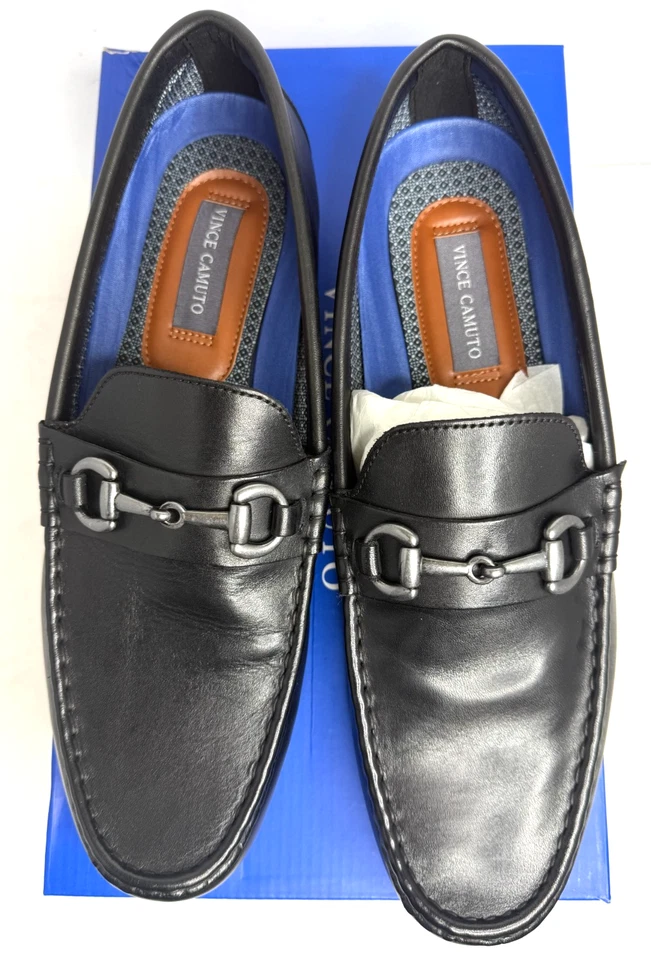 VINCE CAMUTO VM-Caelan BLACK SHIHARA Leather Horse-bit Loafers - Sz 11.5 M US - Image 4 of 4