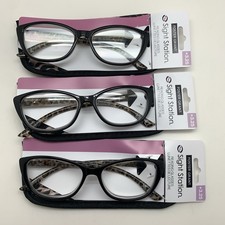 "3 Pair"  Foster Grant Sight Station SSR 24 640 BLK/LEP 3.25 Reading Glasses