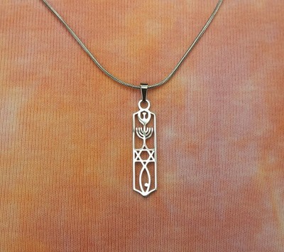 Messianic Seal Necklace or Earrings, Jewish Christian Waterproof Stainless Charm