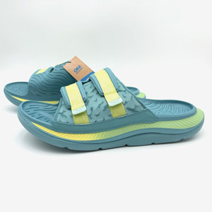 Hoka One Men’s Ora Luxe Hook & Loop Strap Sandal Sz 14 Blue Recovery Slide Hoka Ora Luxe Slide Sandals Mens Size 14 Summer Song Yellow  main image 2
