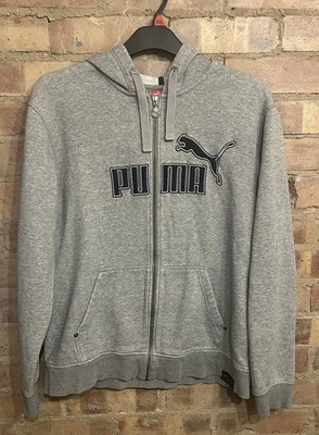 Puma Full Zip Hoodie Größe Large 46'' grau Baumwollmischung großes Logo