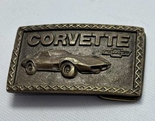 Brass Chevy Chevrolet Corvette Stingray Zr1 Z51 Racing 1970s Vtg Belt Buckle