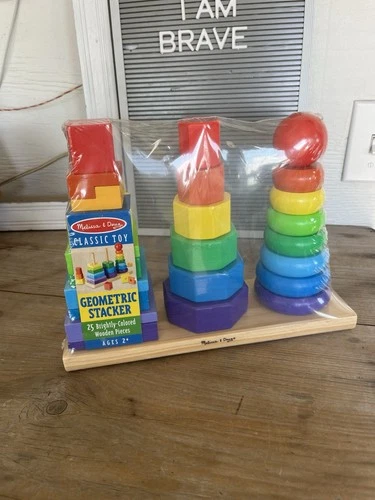 BRAND NEW Melissa & Doug Geometric Stacker - Wooden Educational Kids Toy