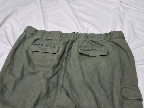Talbots Pantalone Donna Taglia 2X 100% Lino Cropped Tasca Laterale Verde Oliva - Foto 9 di 15