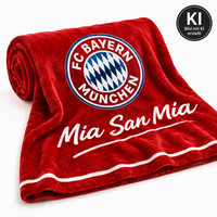 FC Bayern München Kuscheldecke Flanell Fleece Decke Mia San Mia Rot 100X140Cm