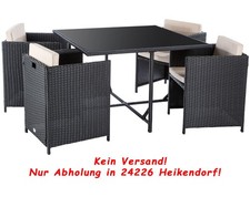 Sitzgruppe Gartenmöbel Set Palma 5-tlg. Polyrattan Tisch & Stühle & Auflagen