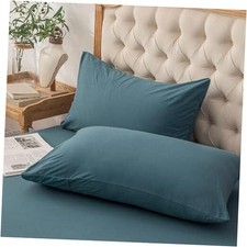 Jersey Knit Pillowcases 100 T-Shirt Cotton Super Soft Queen Cerulean Blue