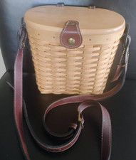 Longaberger RARE Medium Saddlebrook Purse Basket set with lid MINT FREESHIP