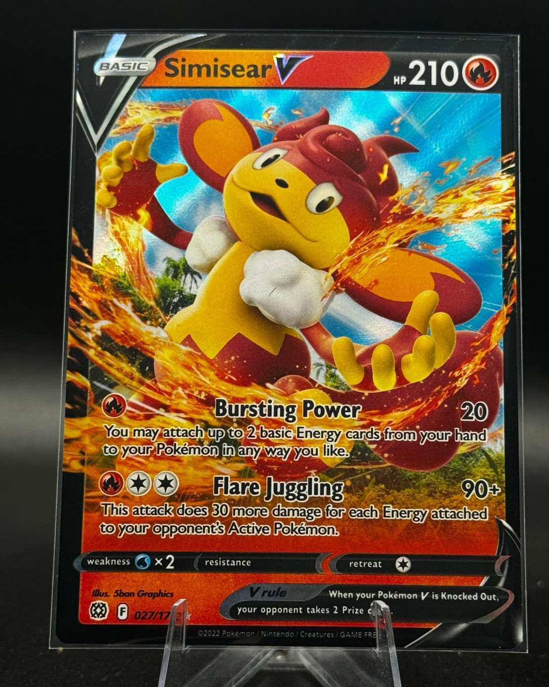 Simisear V 027/172 Swsh09: Brilliant Stars Holo Pokemon TCG