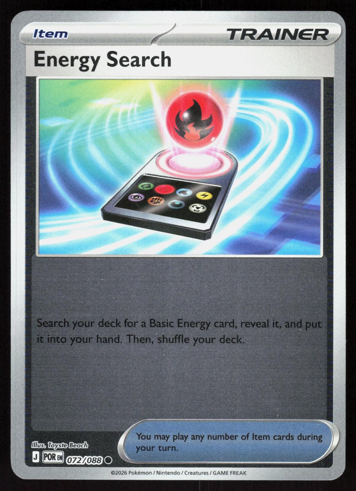 Energy Search 072/088 Common Perfect Order Pokemon Reverse Holo Near Mint