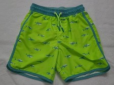 Cat Jack Boys Medium 8 Neon Green teal Sharks Swim Shorts Trunks