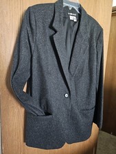 Sag Harbor Womens Wool Blend Blazer Charcoal Gray Single Button Jacket sz 16
