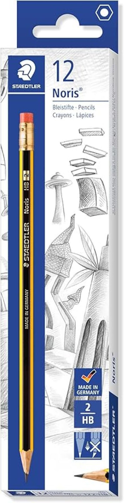 Staedtler Noris 122 Matita 12 pz. in HB-2 con gomma