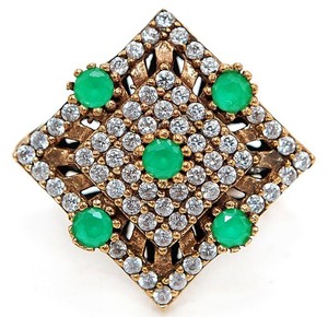 Ottoman 3CT Heat Treated Green Tourmaline 925 Sterling Silver Ring Sz 8 H1-8