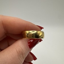 Men’s 925 Sterling Silver Gold Thick Band Ring – Wide Fit – Size U½ UK