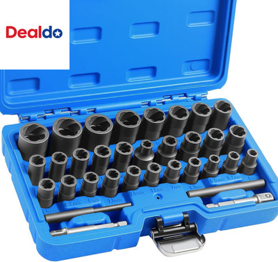 33 PCS Bolt Extractor Kit Set, 1/4'' & 3/8'' Bolt and Nut Remover Set CR-MO Steel