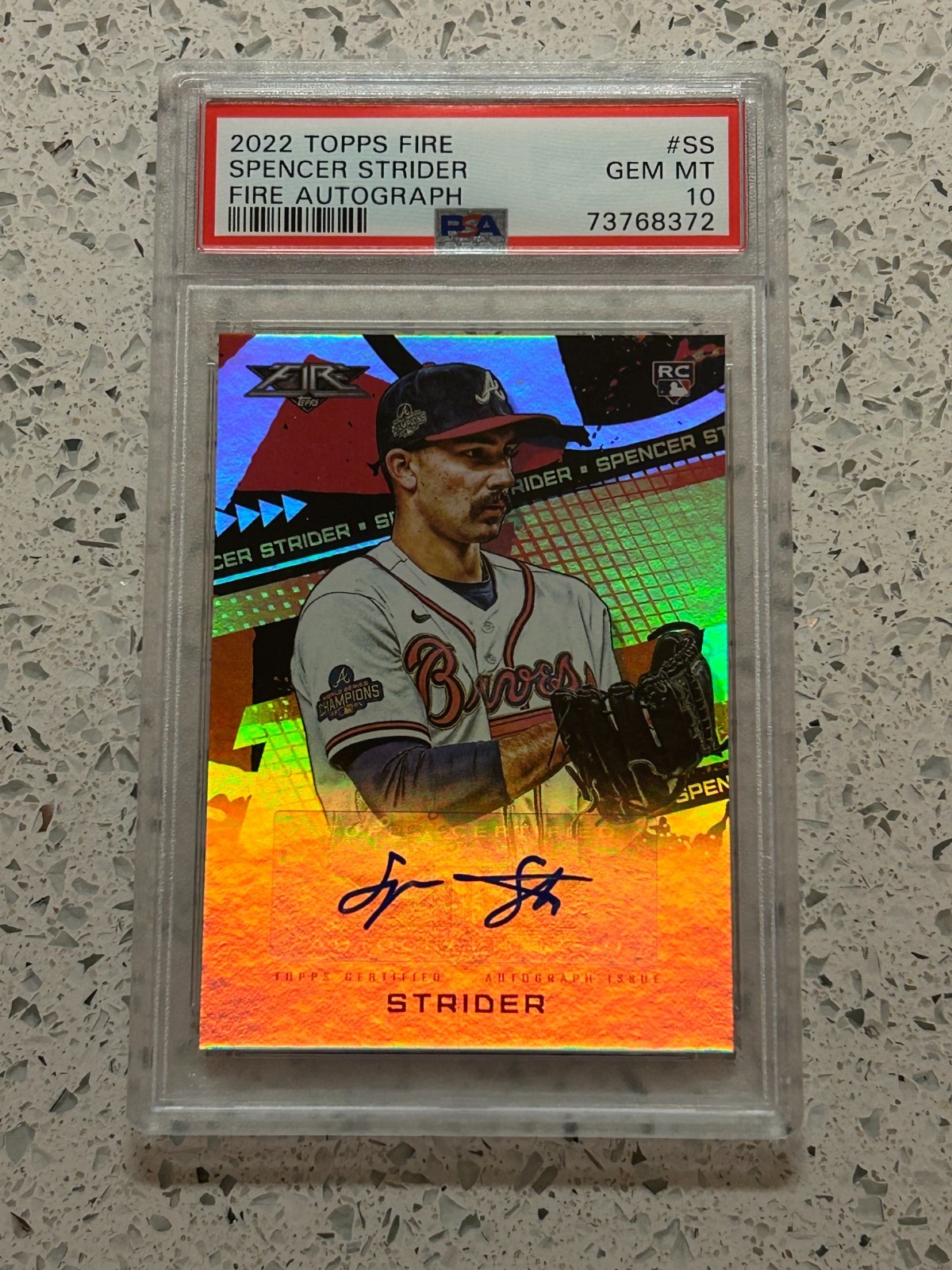 Spencer Strider 2022 Topps Fire Autograph PSA 10