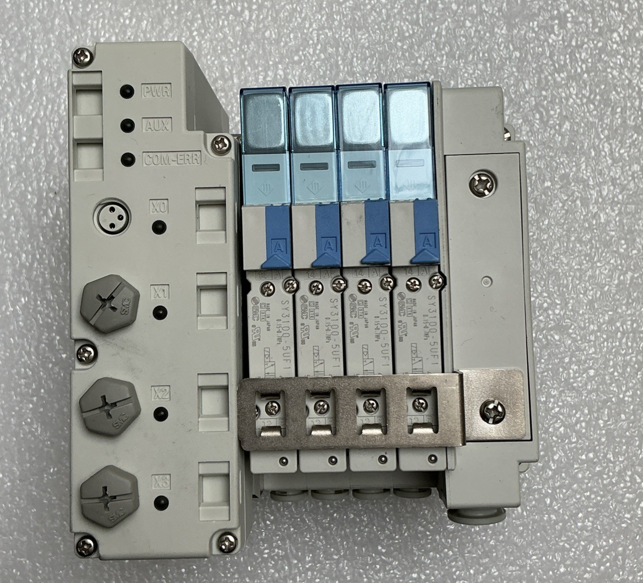SMC SS5Y3-10S-X597 Pneumatic Manifold Bank 4 Station Base IN508-36-A AS-I BUS