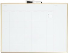 Magnetic Dry Erase Calendar White Board for Wall 24" x 18" with Gold Aluminum