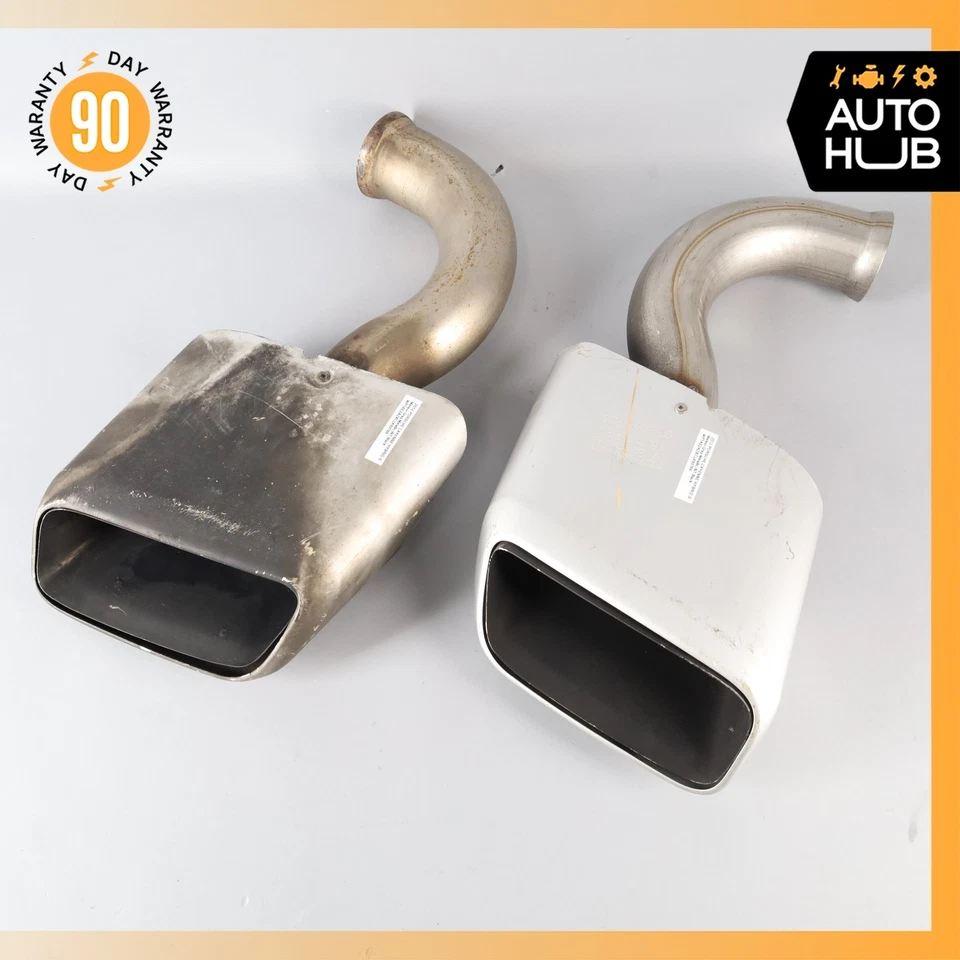 11-14 Porsche Cayenne 958 S Hybrid Exhaust Mufflers Muffler Tips Set OEM - Image 2 of 4